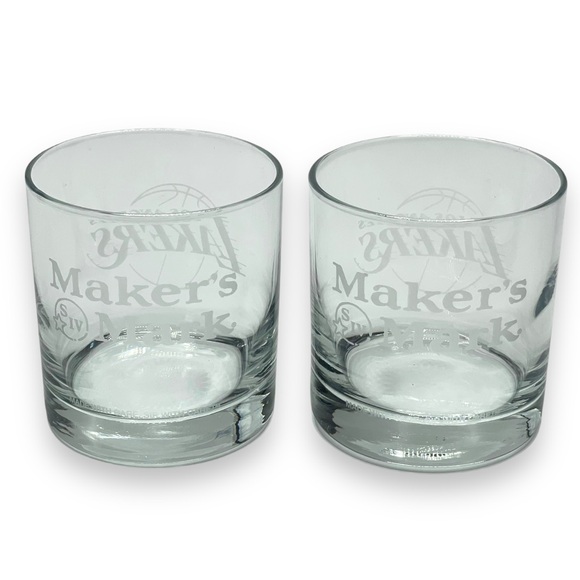 Los Angeles Lakers Maker's Mark Bourbon Whiskey Lowball Rocks Glass Set of 2 NBA - Picture 3 of 10